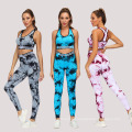 2021 Gym Compression Spandex Yoga Sets Women Active  Yoga Wear Tie Dye Sports Seamless Sets